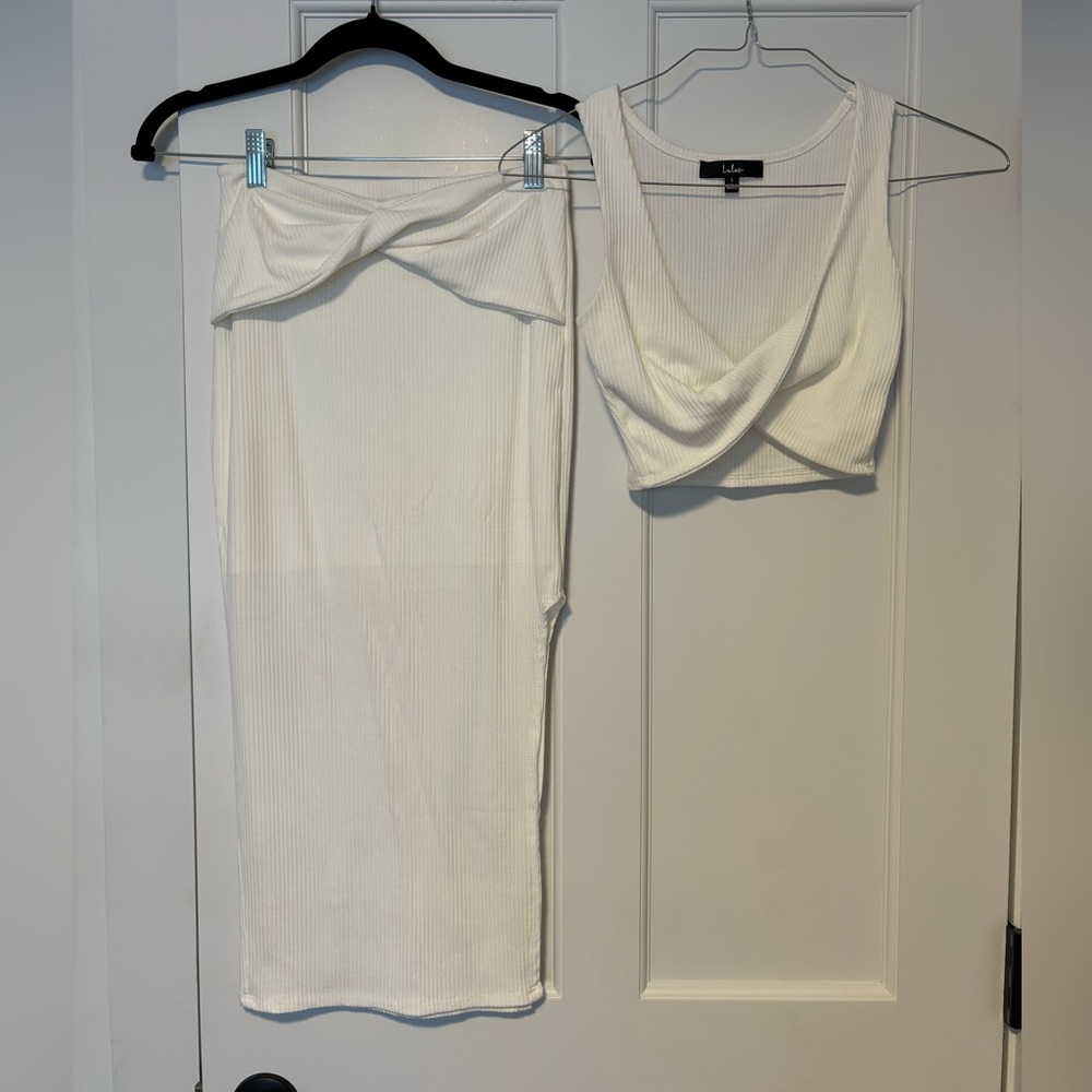 Lulus white two piece - maxi skirt crop top